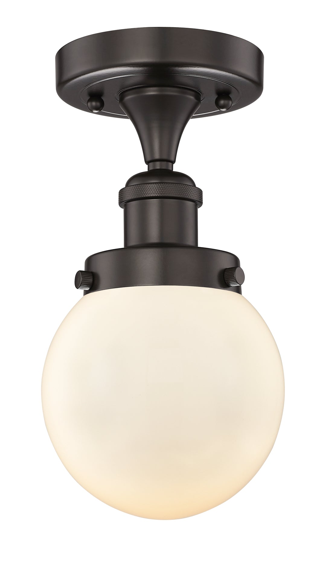 Innovations Lighting Beacon 6" Semi-Flush Mount - Oil Rubbed Bronze Ceiling Semi Flush Mounts Innovations Lighting Matte White ; Glass Type: Frosted; Ribbed  