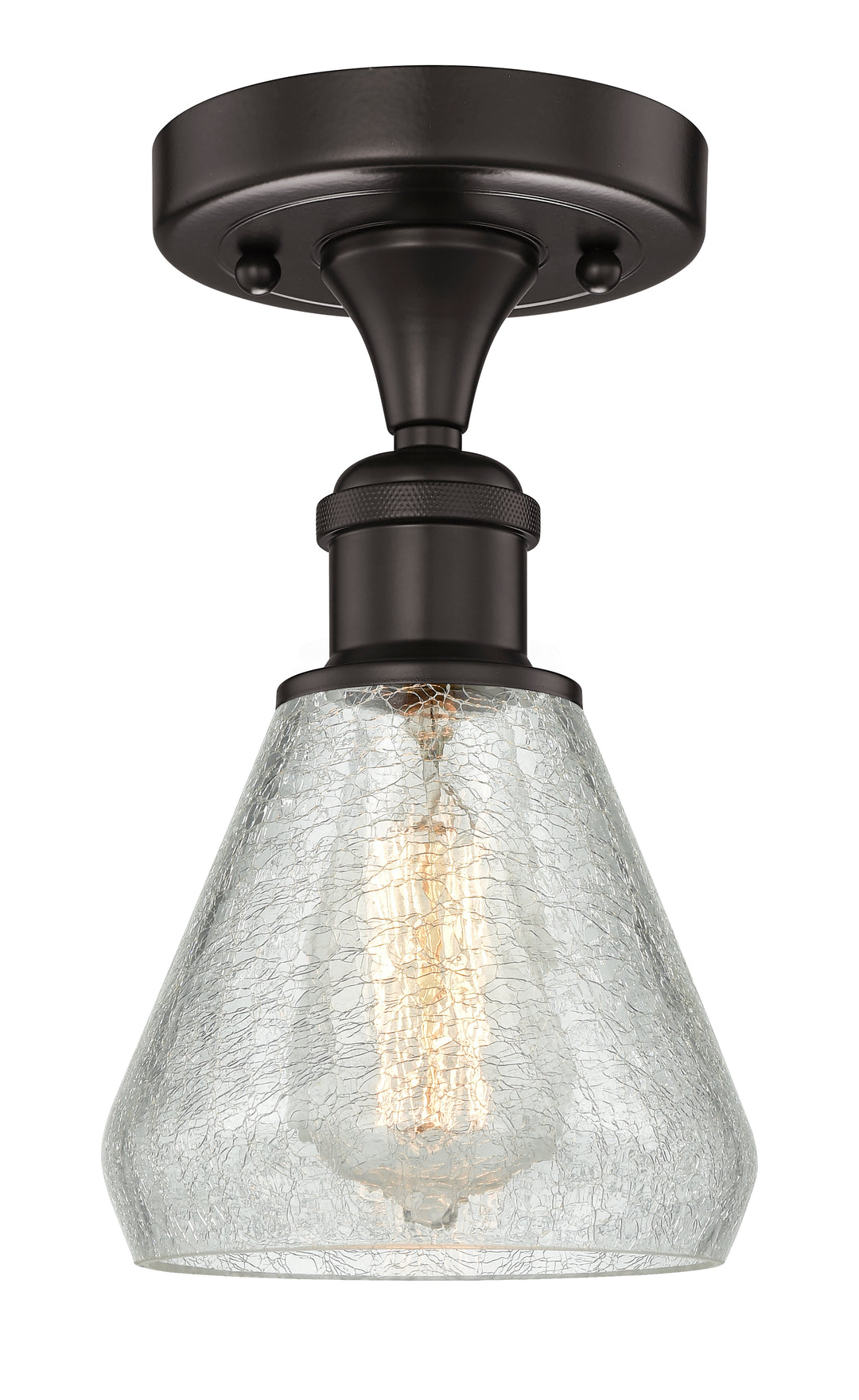 Innovations Lighting Conesus 6" Semi-Flush Mount - Oil Rubbed Bronze Ceiling Semi Flush Mounts Innovations Lighting Clear Crackle ; Glass Type: Crackled  