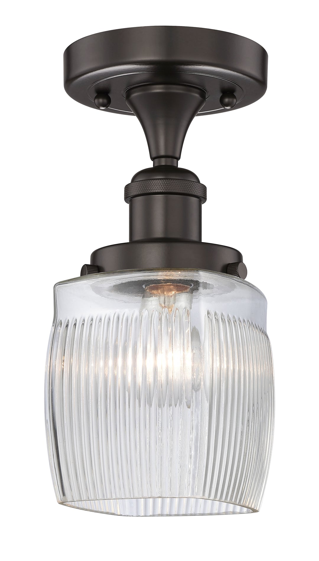 Innovations Lighting Colton Semi-Flush Mount - Oil Rubbed Bronze Ceiling Semi Flush Mounts Innovations Lighting Clear Halophane ; Glass Type: Transparent; Ribbed  