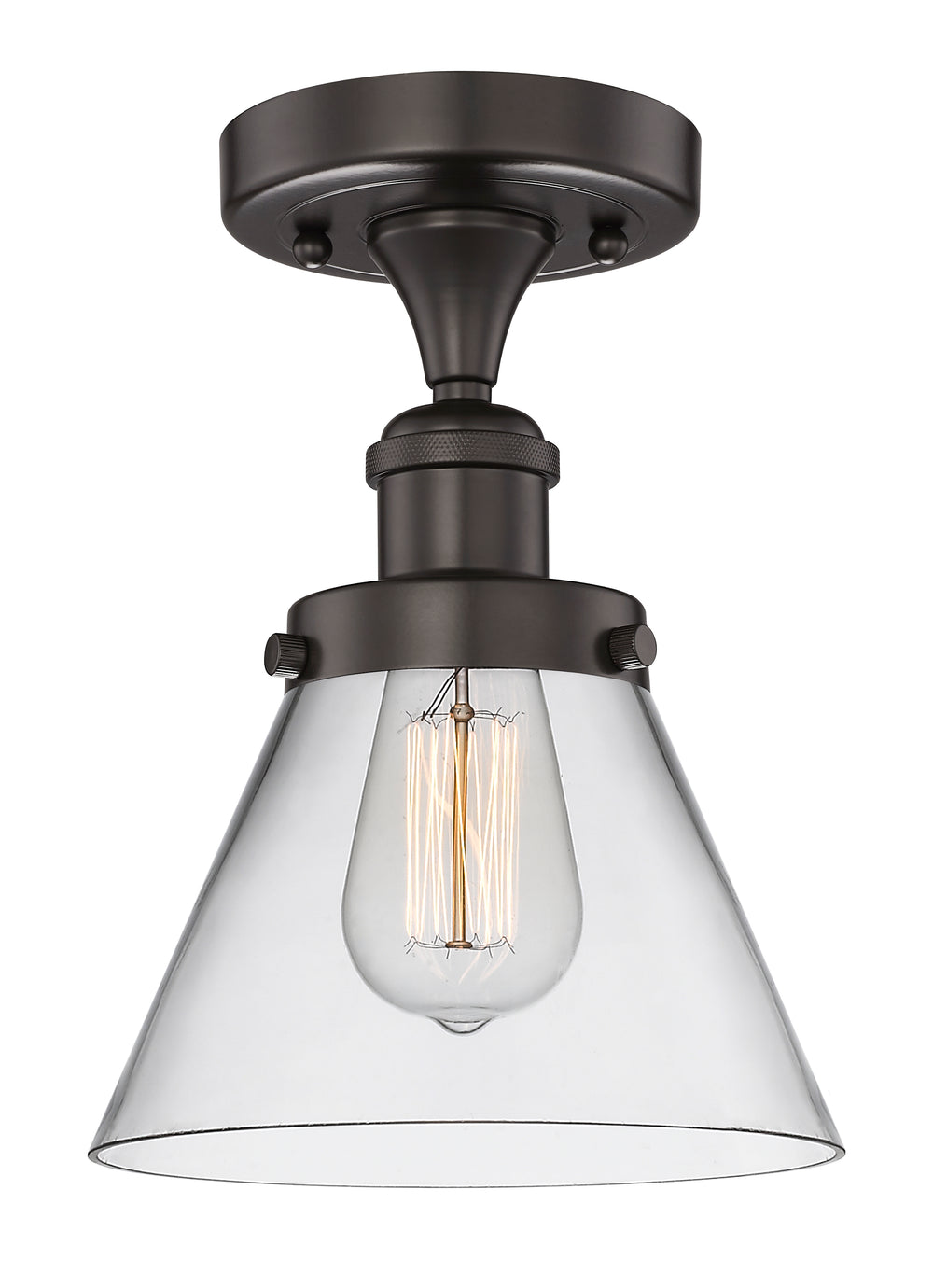 Innovations Lighting Cone 8" Semi-Flush Mount - Oil Rubbed Bronze Ceiling Semi Flush Mounts Innovations Lighting Clear ; Glass Type: Transparent  