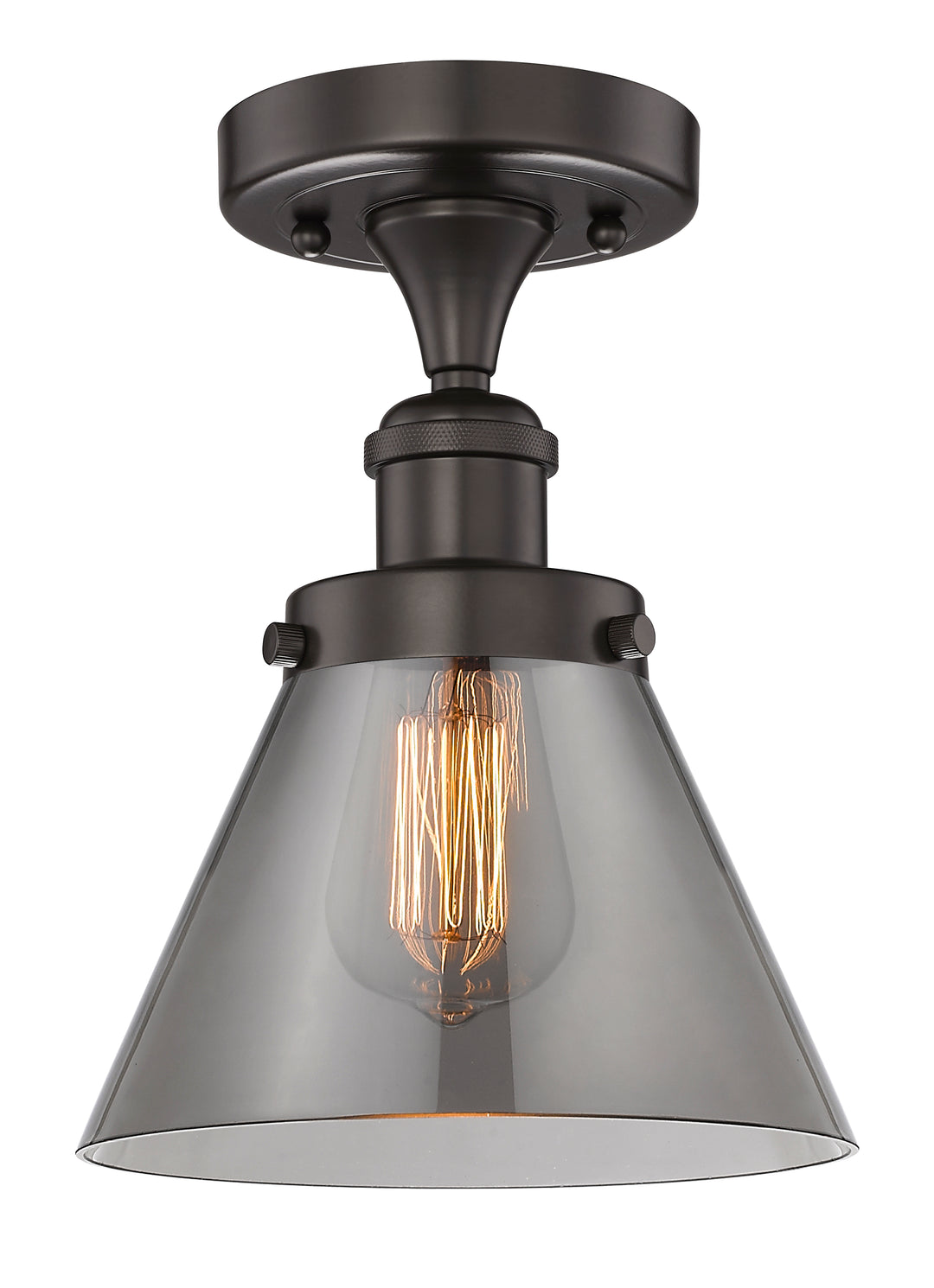 Innovations Lighting Cone 8" Semi-Flush Mount - Oil Rubbed Bronze Ceiling Semi Flush Mounts Innovations Lighting Light Smoke ; Glass Type: Colorful  