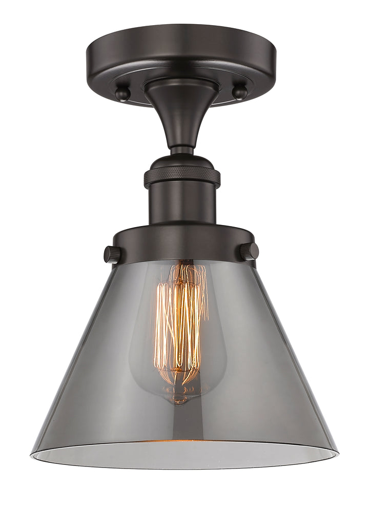 Innovations Lighting Cone 8" Semi-Flush Mount - Oil Rubbed Bronze Ceiling Semi Flush Mounts Innovations Lighting Light Smoke ; Glass Type: Colorful  