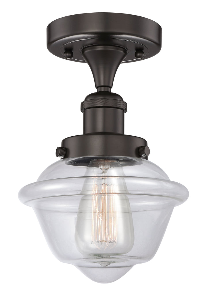 Innovations Lighting Oxford 7.5" Semi-Flush Mount - Oil Rubbed Bronze Ceiling Semi Flush Mounts Innovations Lighting Clear ; Glass Type: Transparent; Ribbed  