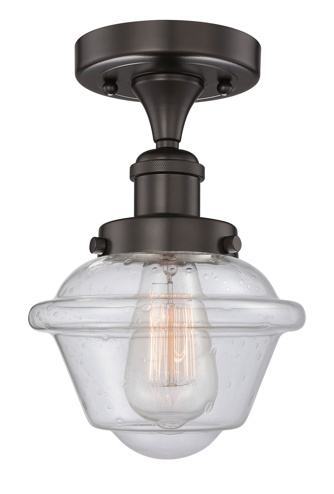 Innovations Lighting Oxford 7.5" Semi-Flush Mount - Oil Rubbed Bronze Ceiling Semi Flush Mounts Innovations Lighting Seedy ; Glass Type: Seedy; Ribbed  