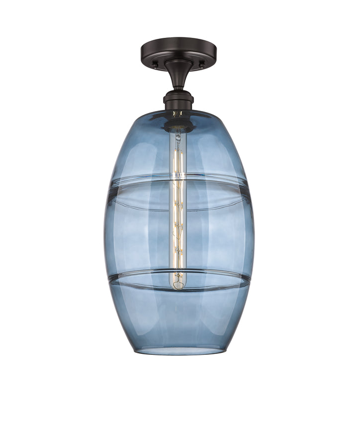 Innovations Lighting Vaz 10" Semi-Flush Mount - Oil Rubbed Bronze Ceiling Semi Flush Mounts Innovations Lighting Blue  ; Glass Type: Blue  