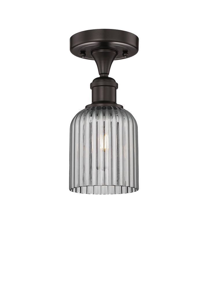 Innovations Lighting Bridal Veil 5" Semi-Flush Mount - Oil Rubbed Bronze Ceiling Semi Flush Mounts Innovations Lighting Light Smoke ; Glass Type: Light Smoke; Ribbed  