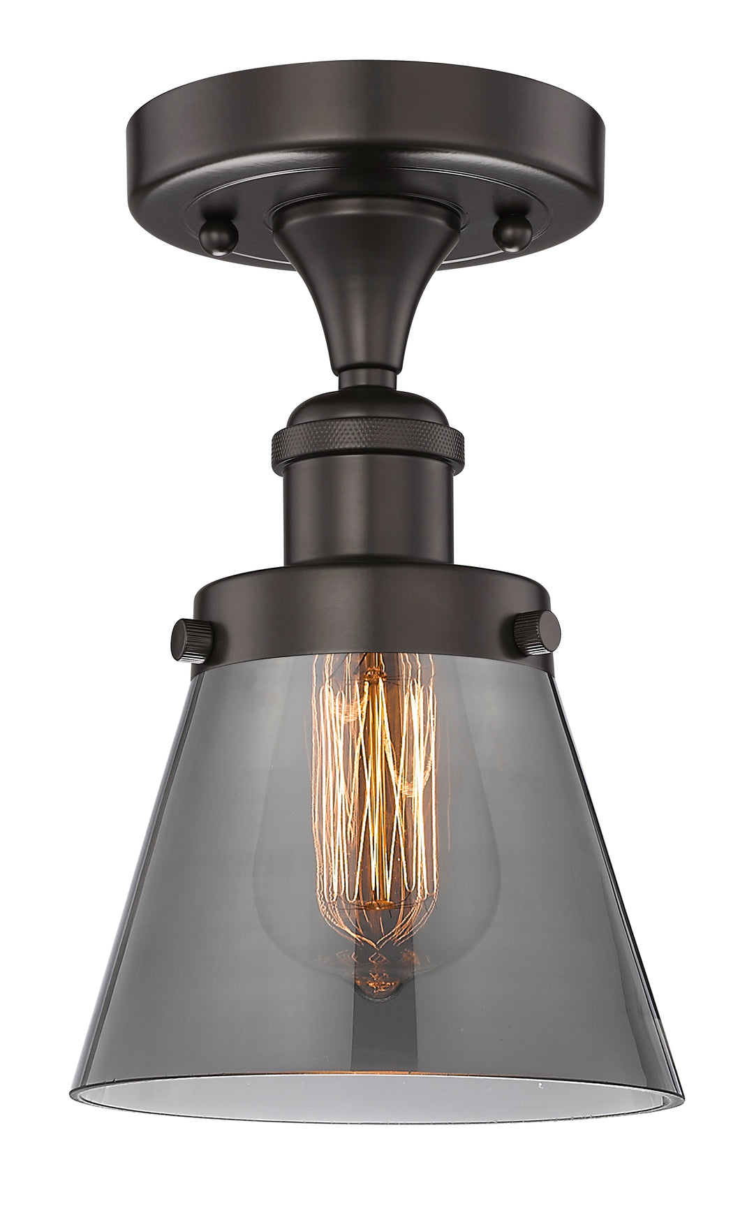 Innovations Lighting Cone 6" Semi-Flush Mount - Oil Rubbed Bronze Ceiling Semi Flush Mounts Innovations Lighting Light Smoke ; Glass Type: Colorful  