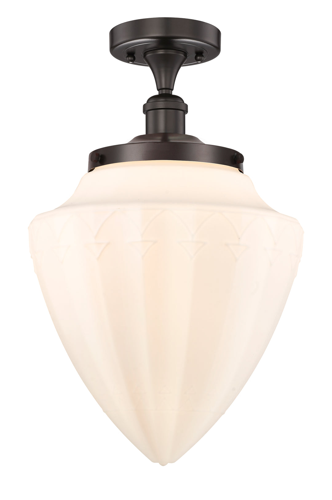 Innovations Lighting Bridgeton 15.75" Semi-Flush Mount Ceiling Semi Flush Mounts Innovations Lighting Oil Rubbed Bronze Matte White ; Glass Type: Frosted 