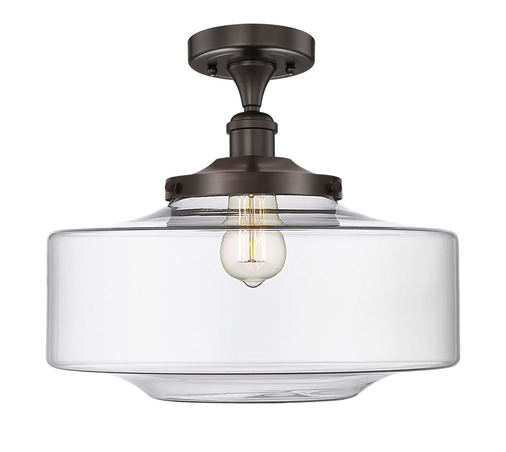 Innovations Lighting Bridgeton 16" Semi-Flush Mount - Oil Rubbed Bronze Ceiling Semi Flush Mounts Innovations Lighting Clear ; Glass Type: Transparent  