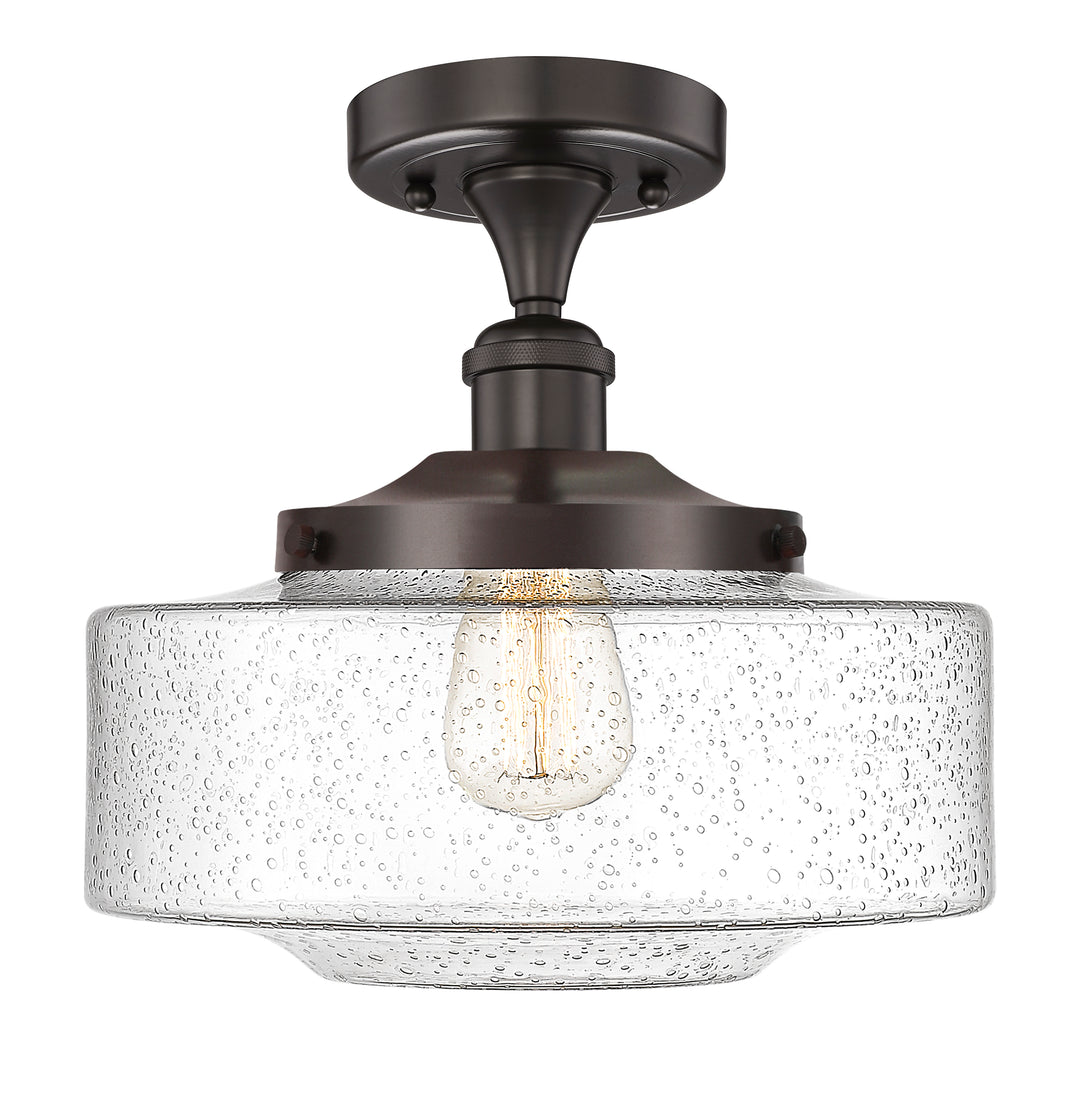 Innovations Lighting Bridgeton 12" Semi-Flush Mount - Oil Rubbed Bronze Ceiling Semi Flush Mounts Innovations Lighting Seedy ; Glass Type: Seeded  