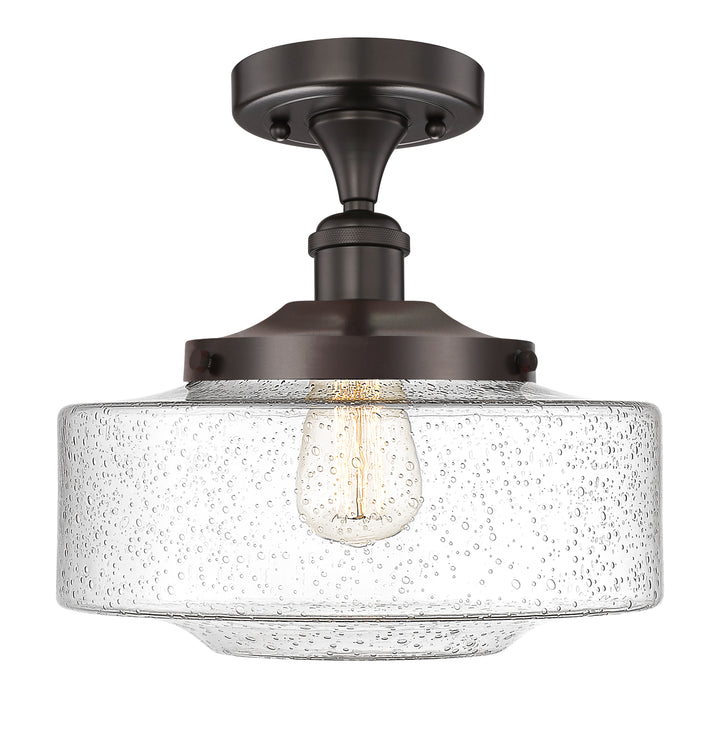 Innovations Lighting Bridgeton 12" Semi-Flush Mount - Oil Rubbed Bronze Ceiling Semi Flush Mounts Innovations Lighting Seedy ; Glass Type: Seeded  