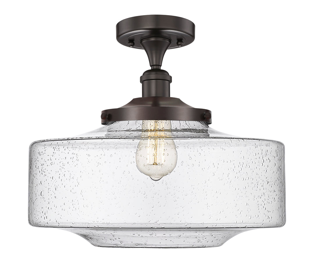 Innovations Lighting Bridgeton 16" Semi-Flush Mount - Oil Rubbed Bronze Ceiling Semi Flush Mounts Innovations Lighting Seedy ; Glass Type: Seeded  