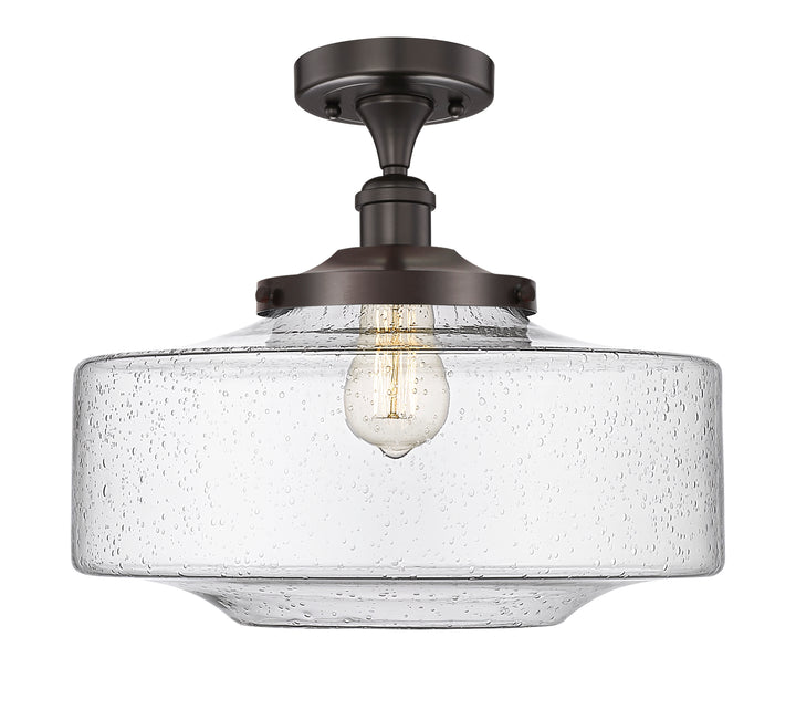 Innovations Lighting Bridgeton 16" Semi-Flush Mount - Oil Rubbed Bronze Ceiling Semi Flush Mounts Innovations Lighting Seedy ; Glass Type: Seeded  