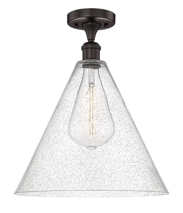 Innovations Lighting Berkshire Glass 16" Semi-Flush Mount - Oil Rubbed Bronze Ceiling Semi Flush Mounts Innovations Lighting Seedy ; Glass Type: Seeded  