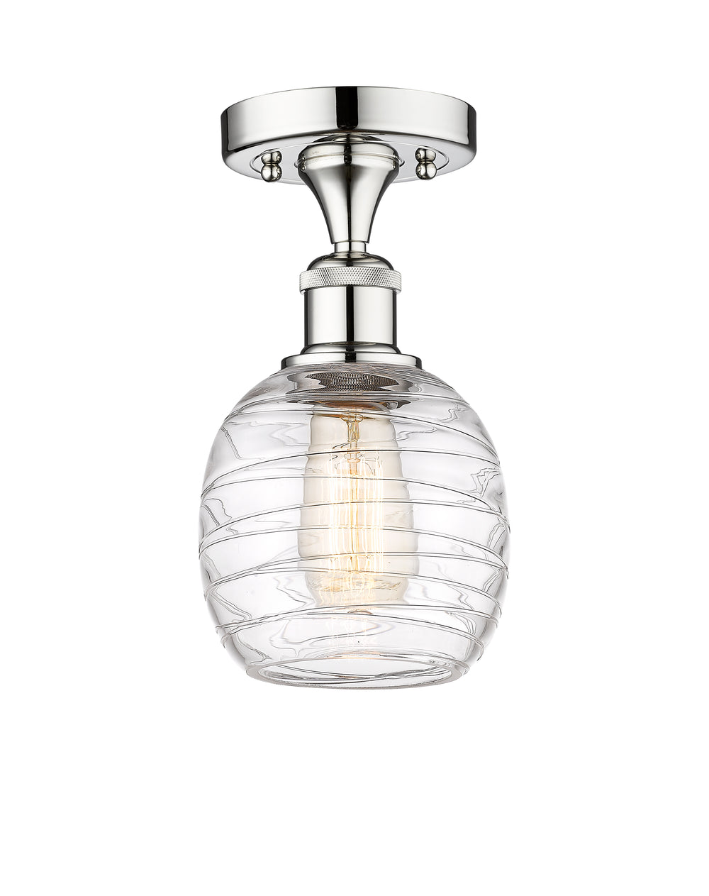 Innovations Lighting Belfast 6" Semi-Flush Mount - Polished Chrome Ceiling Semi Flush Mounts Innovations Lighting Deco Swirl ; Glass Type: Clear  