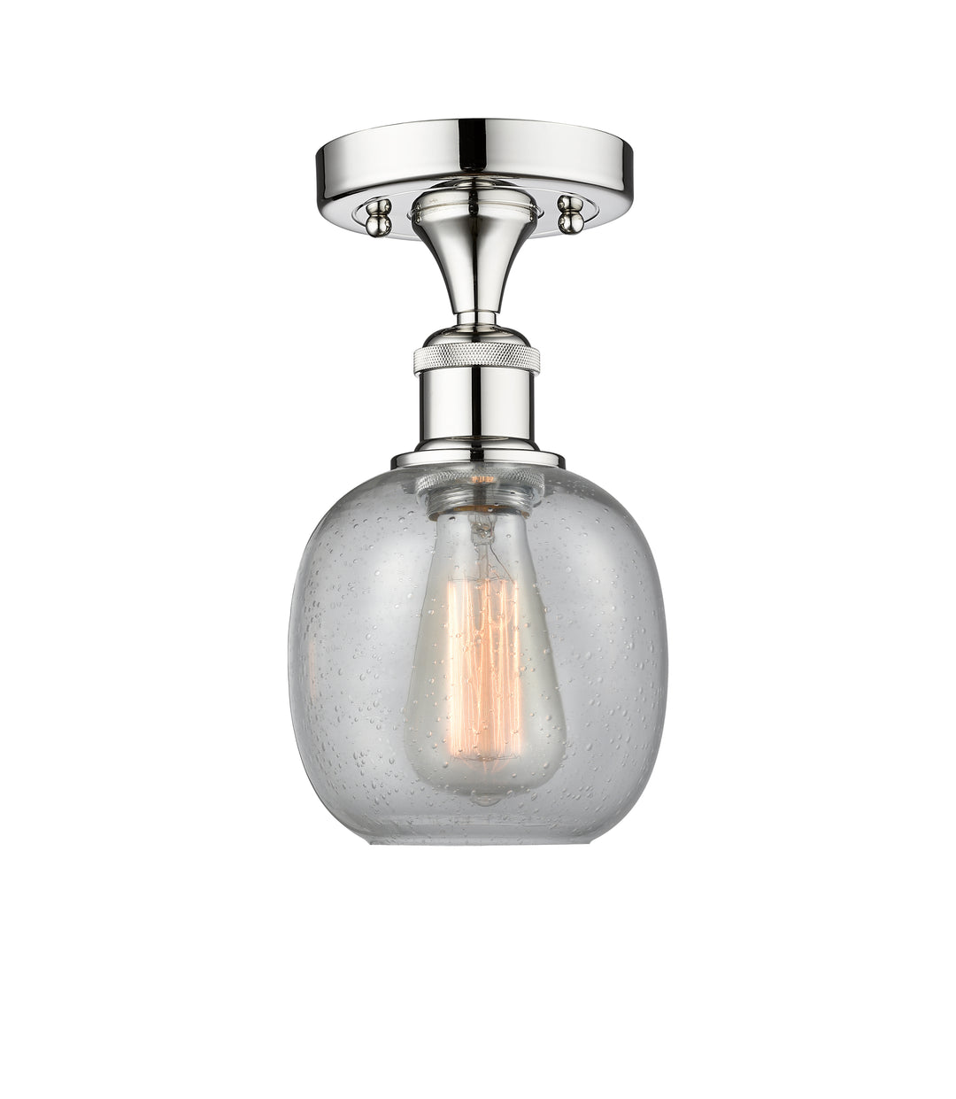 Innovations Lighting Belfast 6" Semi-Flush Mount - Polished Chrome Ceiling Semi Flush Mounts Innovations Lighting Seedy ; Glass Type: Seeded  