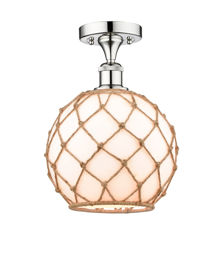 Innovations Lighting Large Farmhouse Rope Semi-Flush Mount - Polished Chrome