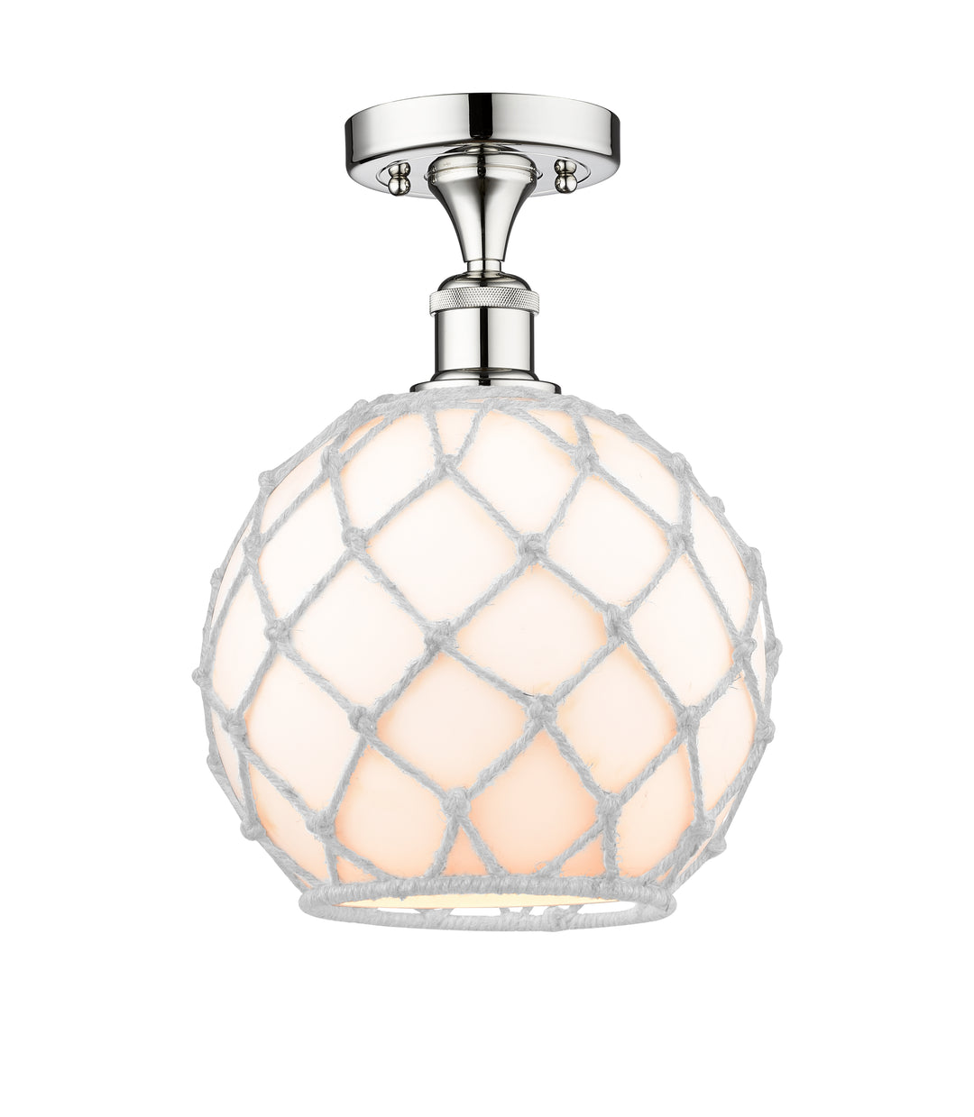 Innovations Lighting Large Farmhouse Rope Semi-Flush Mount - Polished Chrome