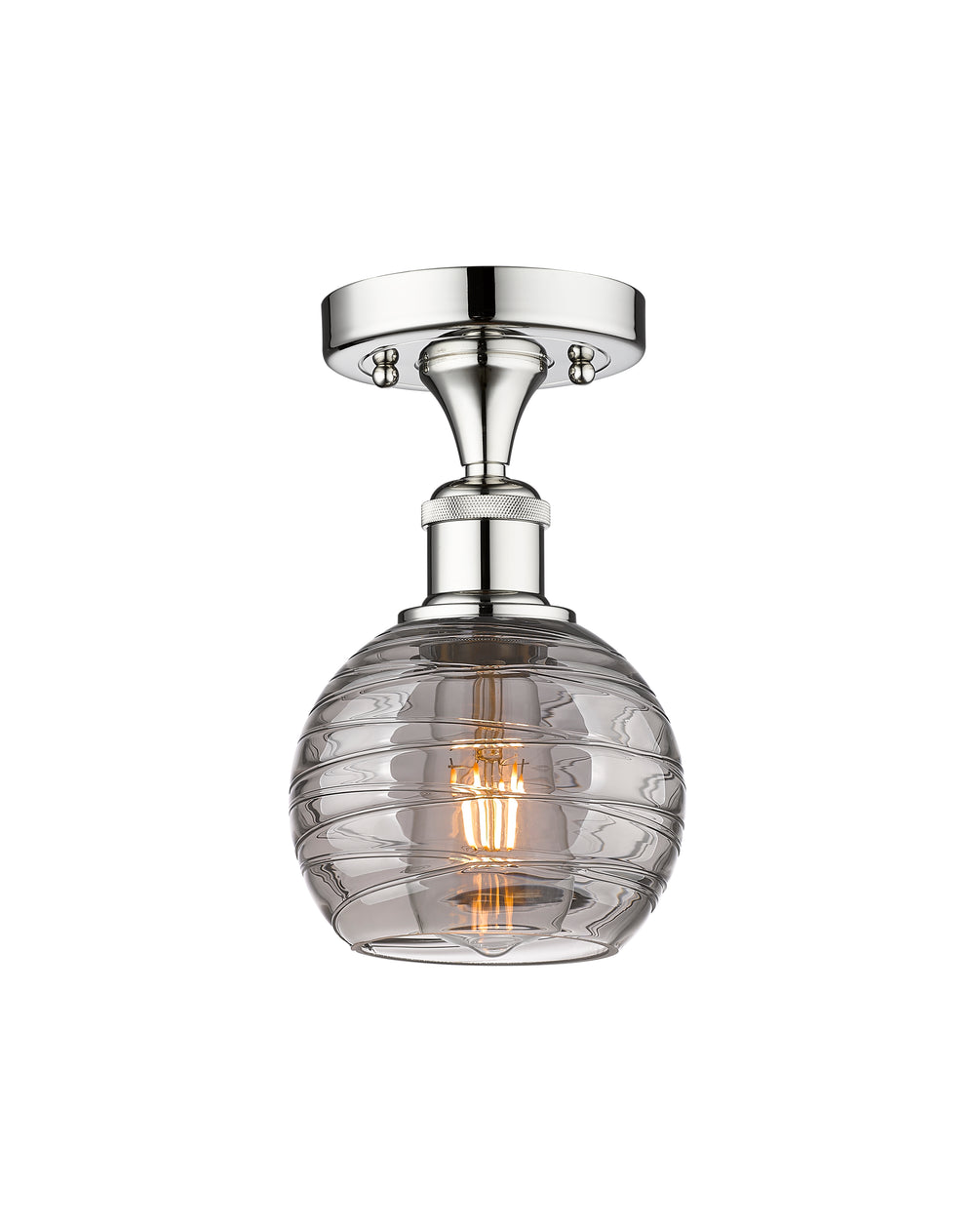 Innovations Lighting Athens Deco Swirl 6" Semi-Flush Mount - Polished Chrome Ceiling Semi Flush Mounts Innovations Lighting Light Smoke Deco Swirl ; Glass Type: Smoked  