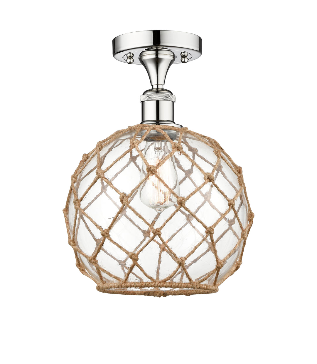 Innovations Lighting Large Farmhouse Rope Semi-Flush Mount - Polished Chrome