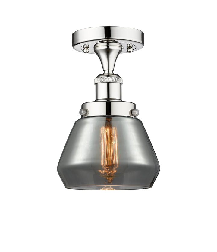 Innovations Lighting Fulton 7" Semi-Flush Mount - Polished Chrome Ceiling Semi Flush Mounts Innovations Lighting Light Smoke ; Glass Type: Smoked; Ribbed  