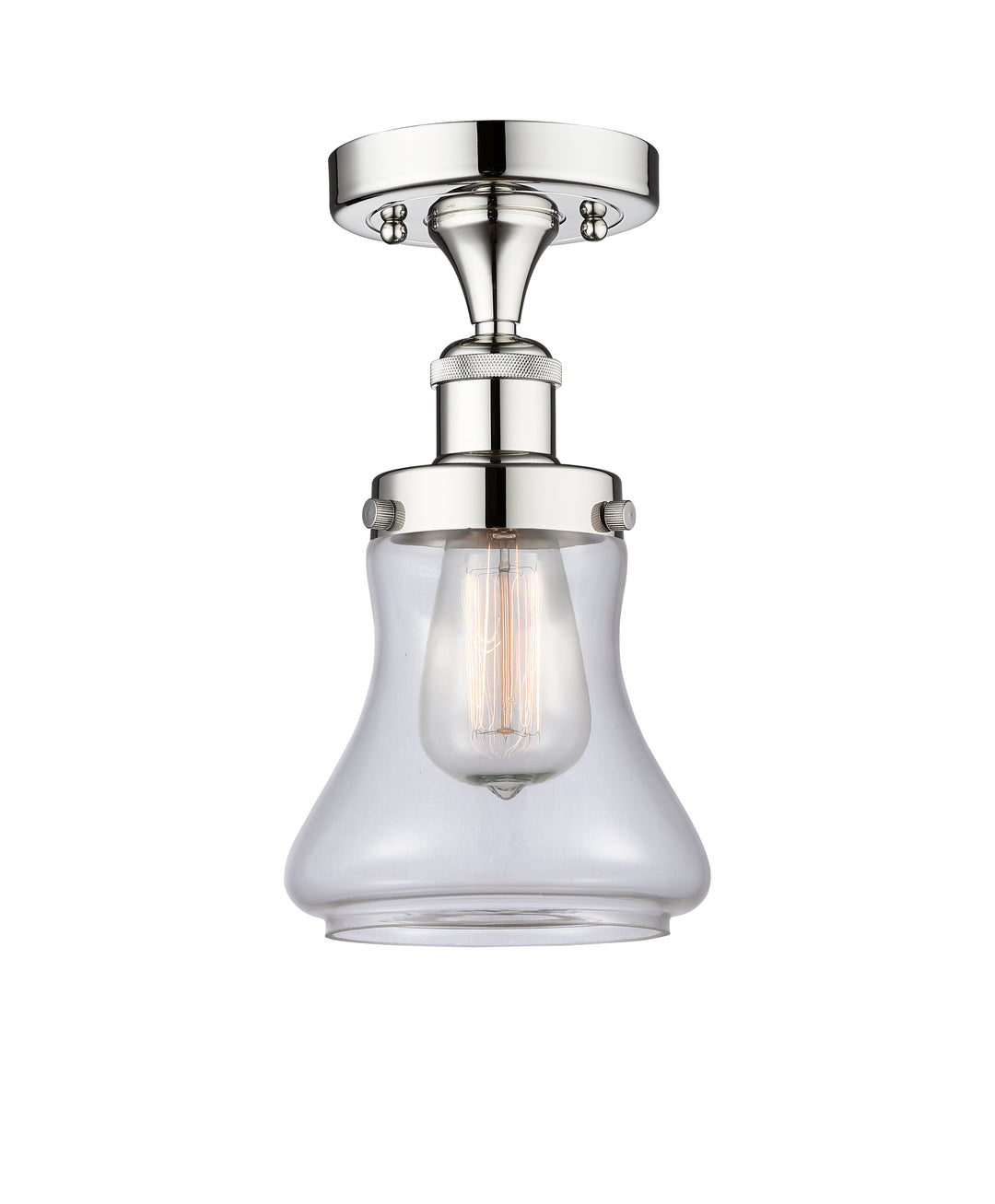 Innovations Lighting Bellmont 6" Semi-Flush Mount - Polished Chrome Ceiling Semi Flush Mounts Innovations Lighting Clear ; Glass Type: Transparent; Ribbed  