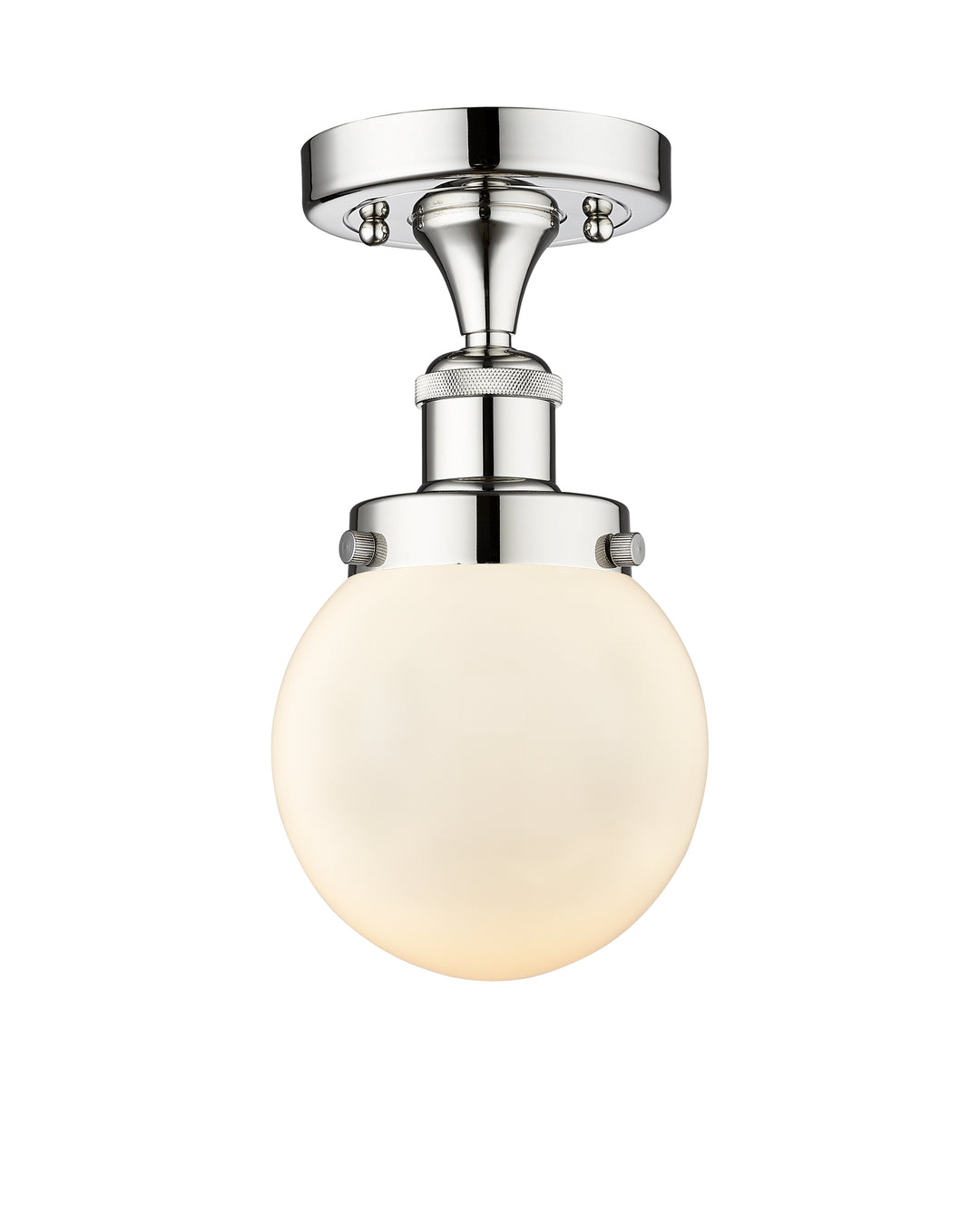 Innovations Lighting Beacon 6" Semi-Flush Mount - Polished Chrome Ceiling Semi Flush Mounts Innovations Lighting Matte White ; Glass Type: Frosted; Ribbed  