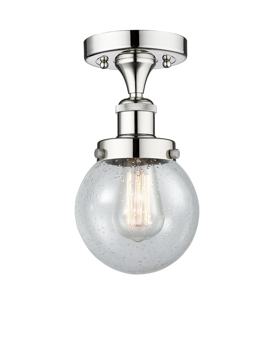 Innovations Lighting Beacon 6" Semi-Flush Mount - Polished Chrome Ceiling Semi Flush Mounts Innovations Lighting Seedy ; Glass Type: Seedy; Ribbed  