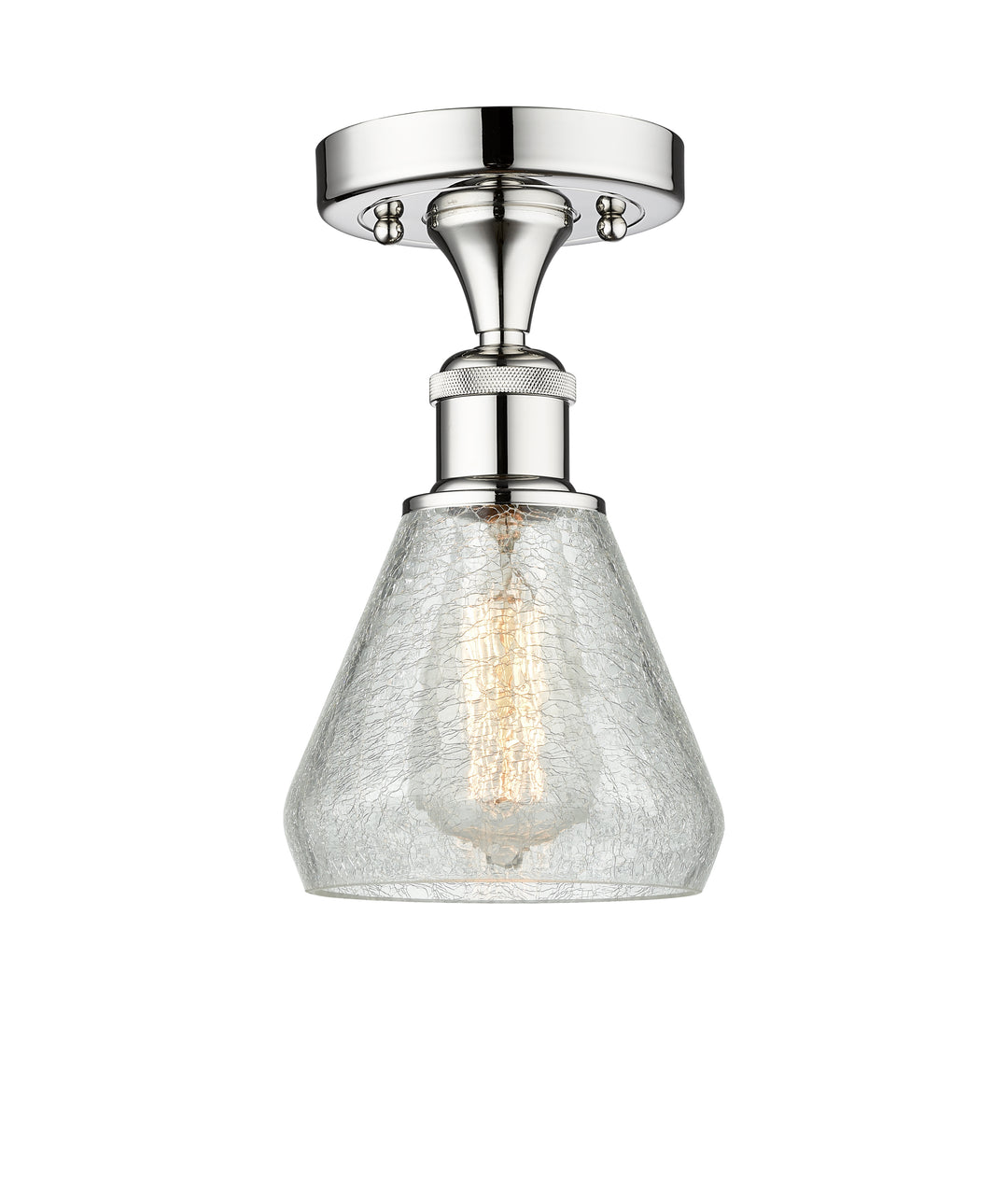 Innovations Lighting Conesus 6" Semi-Flush Mount - Polished Chrome Ceiling Semi Flush Mounts Innovations Lighting Clear Crackle ; Glass Type: Crackled  