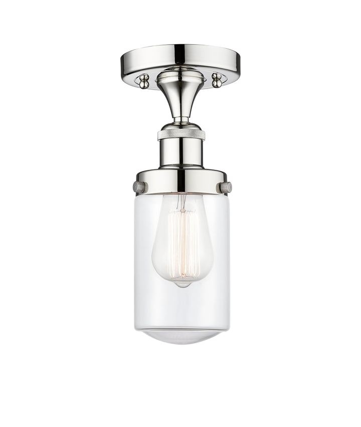 Innovations Lighting Dover 4.5" Semi-Flush Mount - Polished Chrome Ceiling Semi Flush Mounts Innovations Lighting Clear ; Glass Type: Transparent; Ribbed  