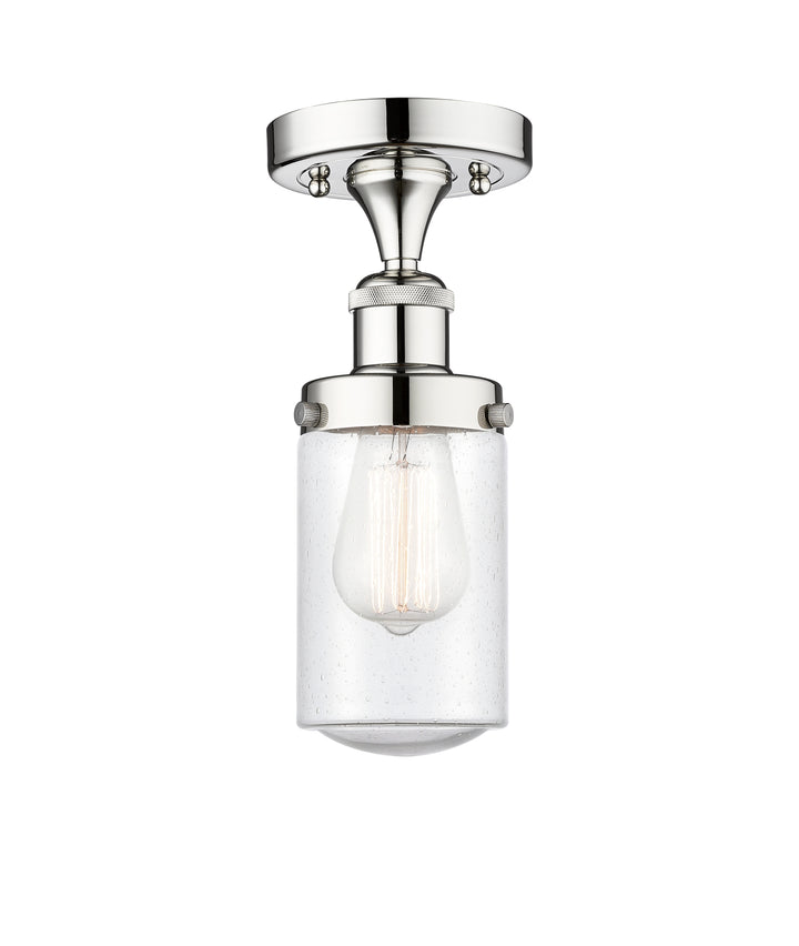 Innovations Lighting Dover 4.5" Semi-Flush Mount - Polished Chrome Ceiling Semi Flush Mounts Innovations Lighting Seedy ; Glass Type: Seedy; Ribbed  