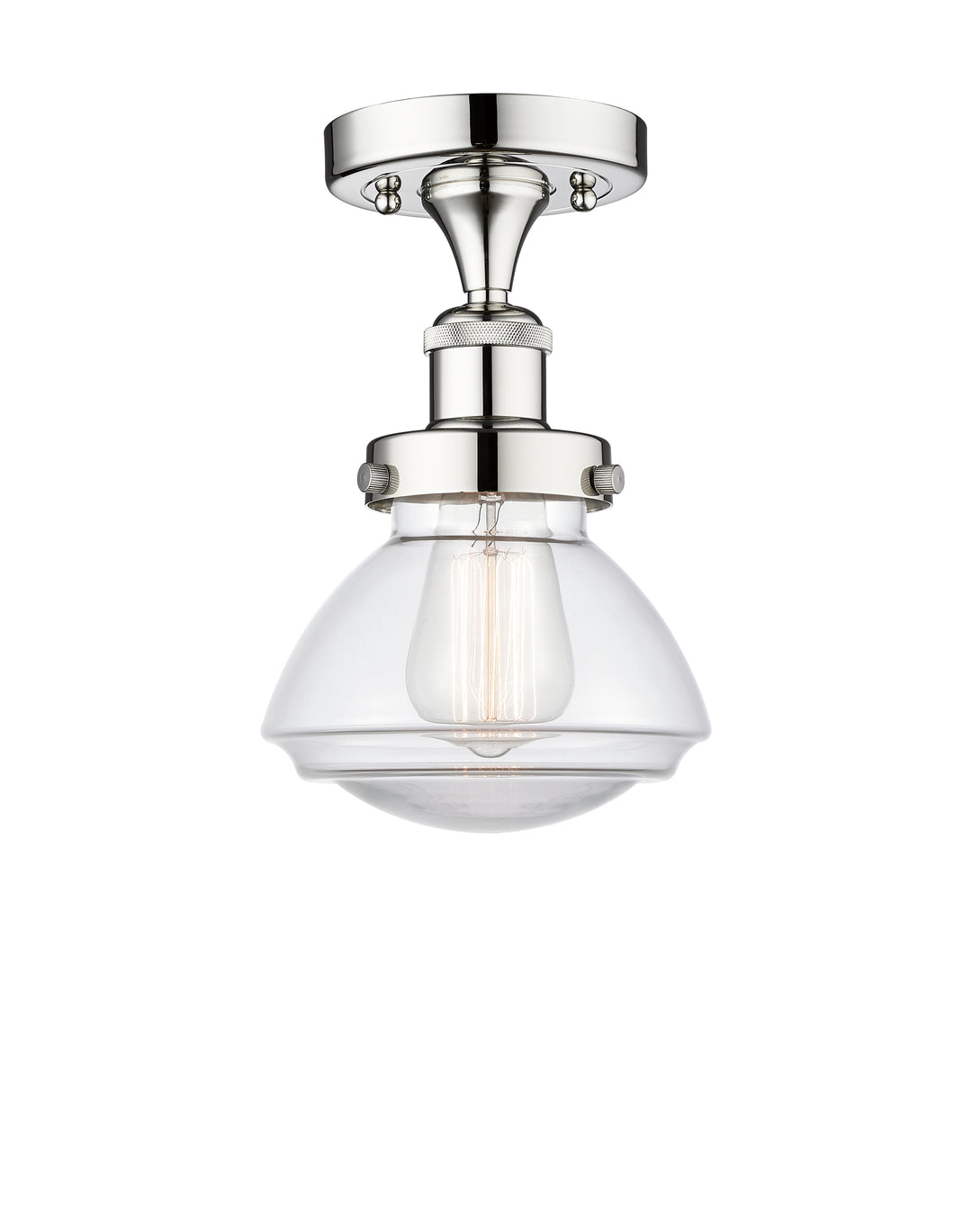 Innovations Lighting Olean 6.75" Semi-Flush Mount - Polished Chrome Ceiling Semi Flush Mounts Innovations Lighting Clear ; Glass Type: Transparent; Ribbed  