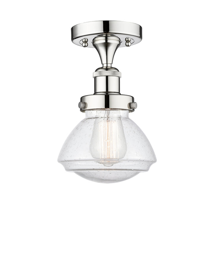 Innovations Lighting Olean 6.75" Semi-Flush Mount - Polished Chrome Ceiling Semi Flush Mounts Innovations Lighting Seedy ; Glass Type: Seeded  