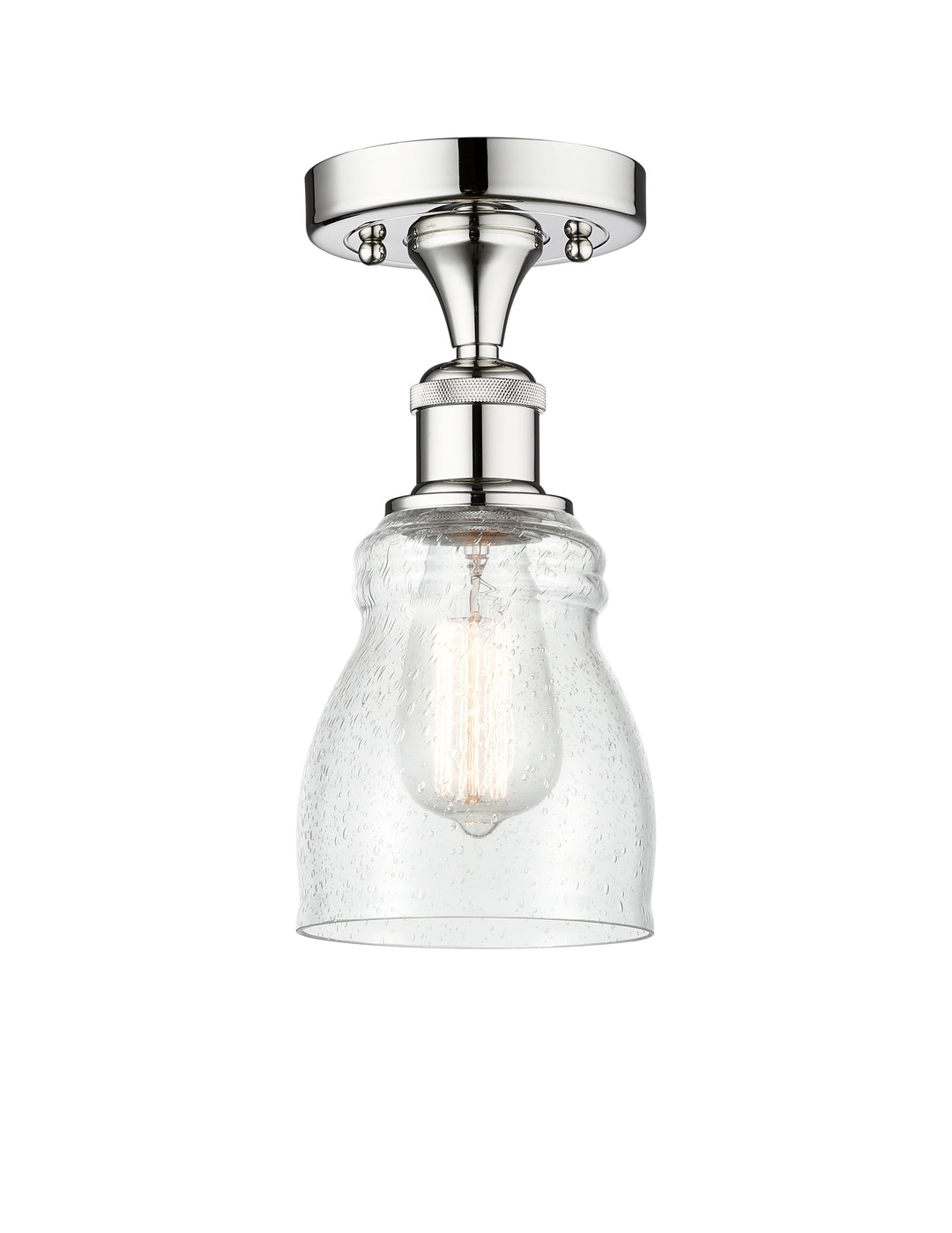 Innovations Lighting Ellery 5" Semi-Flush Mount - Polished Chrome Ceiling Semi Flush Mounts Innovations Lighting Seedy ; Glass Type: Seeded  