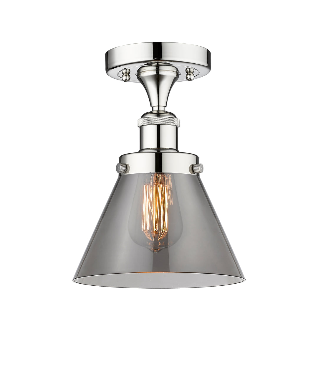 Innovations Lighting Cone 8" Semi-Flush Mount - Polished Chrome Ceiling Semi Flush Mounts Innovations Lighting Light Smoke ; Glass Type: Colorful  