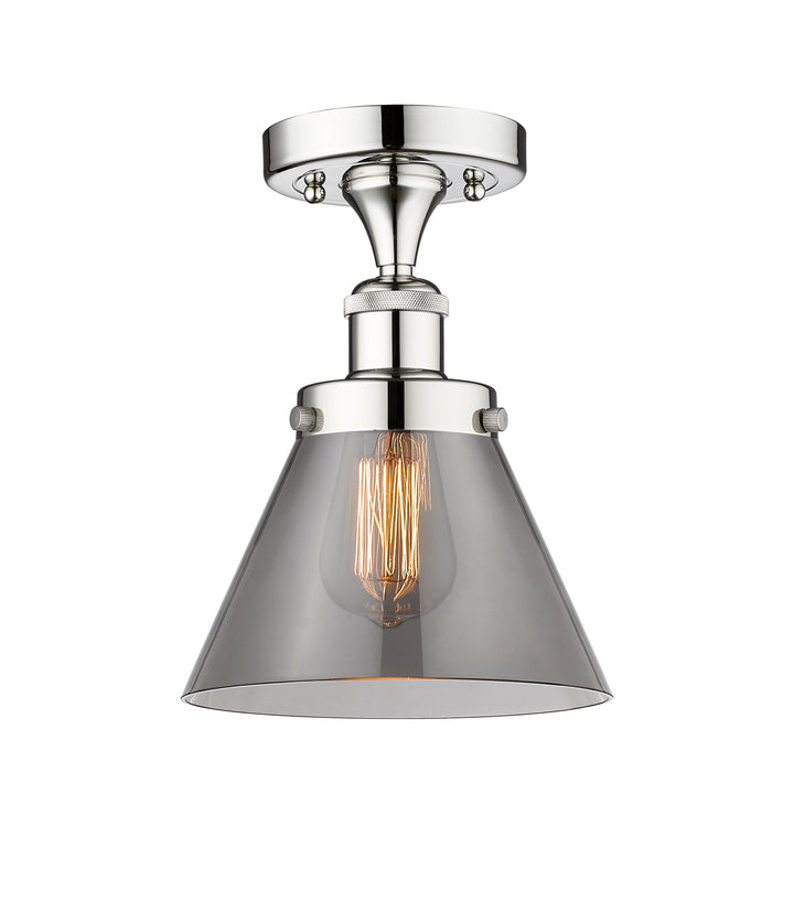 Innovations Lighting Cone 8" Semi-Flush Mount - Polished Chrome Ceiling Semi Flush Mounts Innovations Lighting Light Smoke ; Glass Type: Colorful  