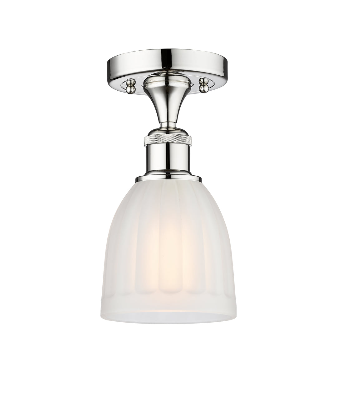 Innovations Lighting Brookfield 6" Semi-Flush Mount - Polished Chrome Ceiling Semi Flush Mounts Innovations Lighting White ; Glass Type: Frosted; Ribbed  