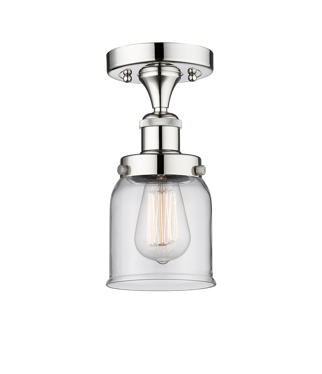 Innovations Lighting Bell 5" Semi-Flush Mount - Polished Chrome Ceiling Semi Flush Mounts Innovations Lighting Clear ; Glass Type: Transparent; Ribbed  