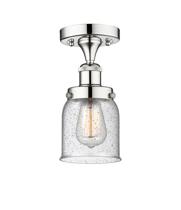 Innovations Lighting Bell 5" Semi-Flush Mount - Polished Chrome Ceiling Semi Flush Mounts Innovations Lighting Seedy ; Glass Type: Seedy; Ribbed  