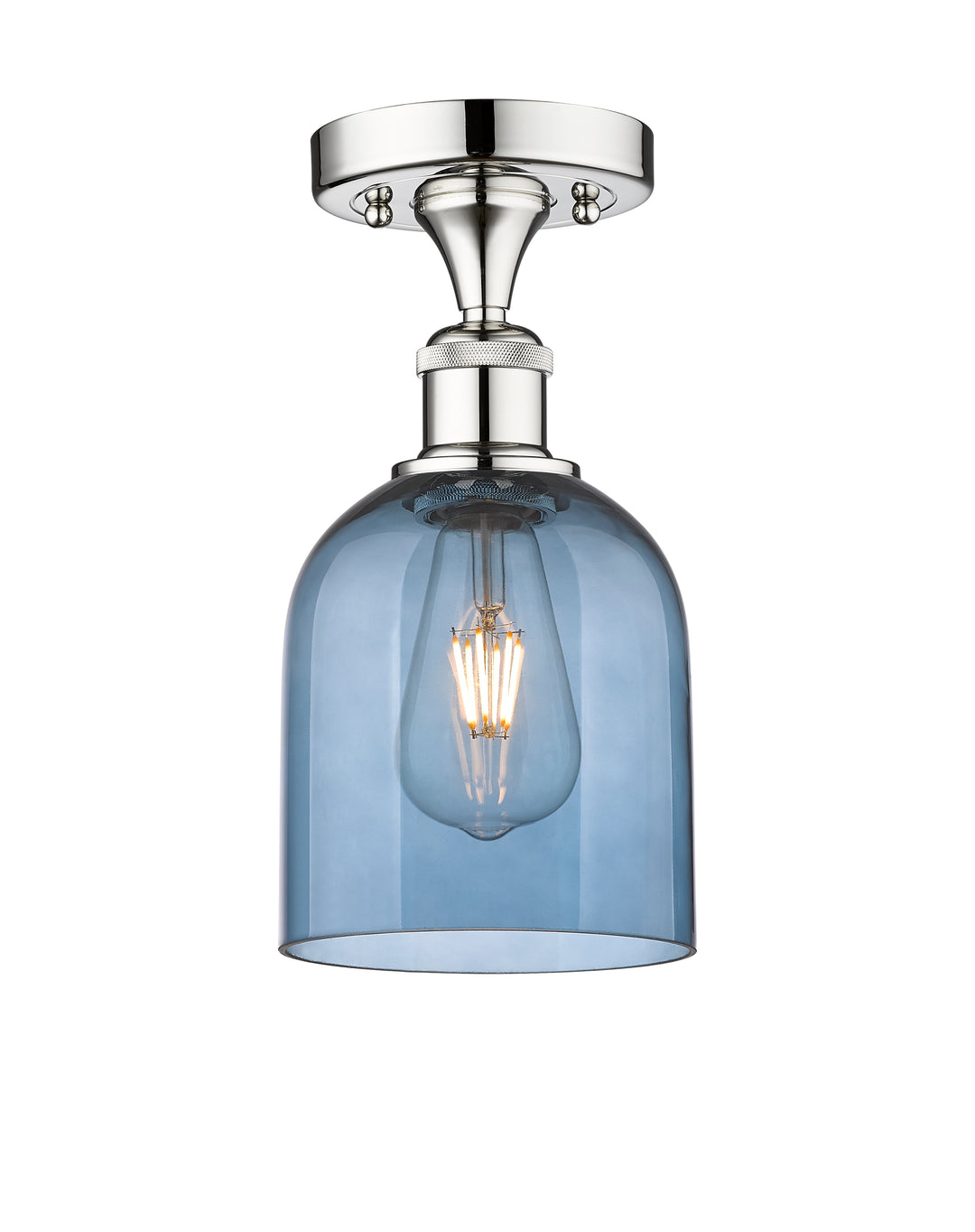 Innovations Lighting Bella 6" Semi-Flush Mount - Polished Chrome Ceiling Semi Flush Mounts Innovations Lighting Blue  ; Glass Type: Blue  