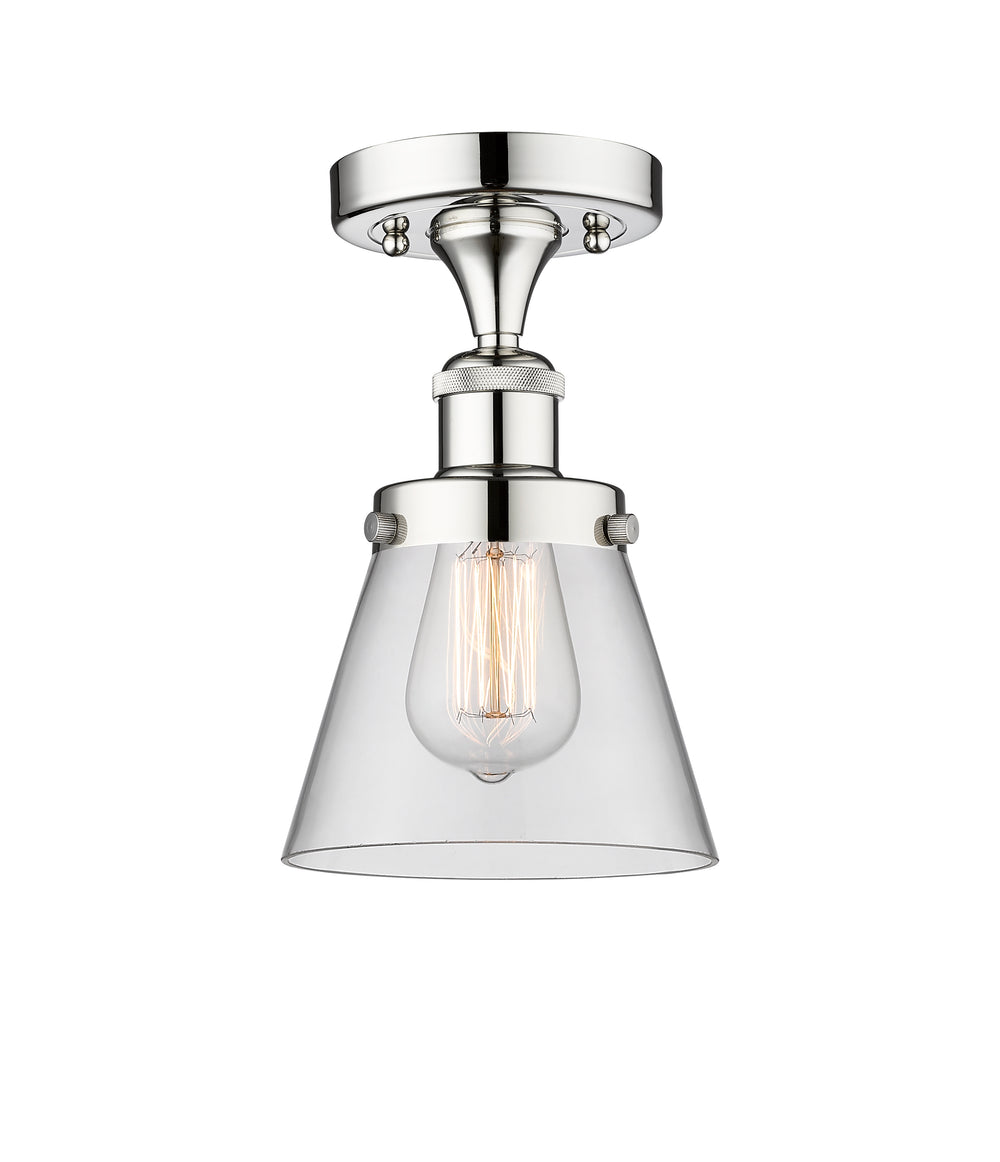 Innovations Lighting Cone 6" Semi-Flush Mount - Polished Chrome Ceiling Semi Flush Mounts Innovations Lighting Clear ; Glass Type: Transparent; Ribbed  