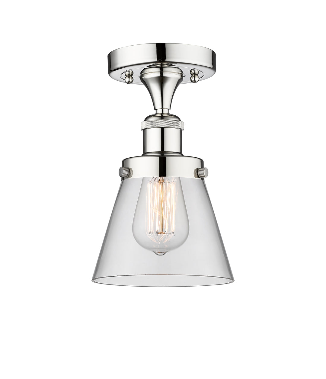 Innovations Lighting Cone 6" Semi-Flush Mount - Polished Chrome Ceiling Semi Flush Mounts Innovations Lighting Clear ; Glass Type: Transparent; Ribbed  