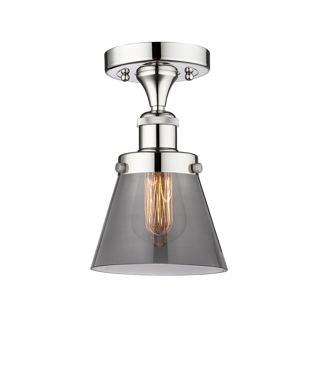 Innovations Lighting Cone 6" Semi-Flush Mount - Polished Chrome Ceiling Semi Flush Mounts Innovations Lighting Light Smoke ; Glass Type: Colorful  