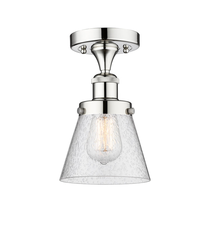 Innovations Lighting Cone 6" Semi-Flush Mount - Polished Chrome Ceiling Semi Flush Mounts Innovations Lighting Seedy ; Glass Type: Seedy; Ribbed  