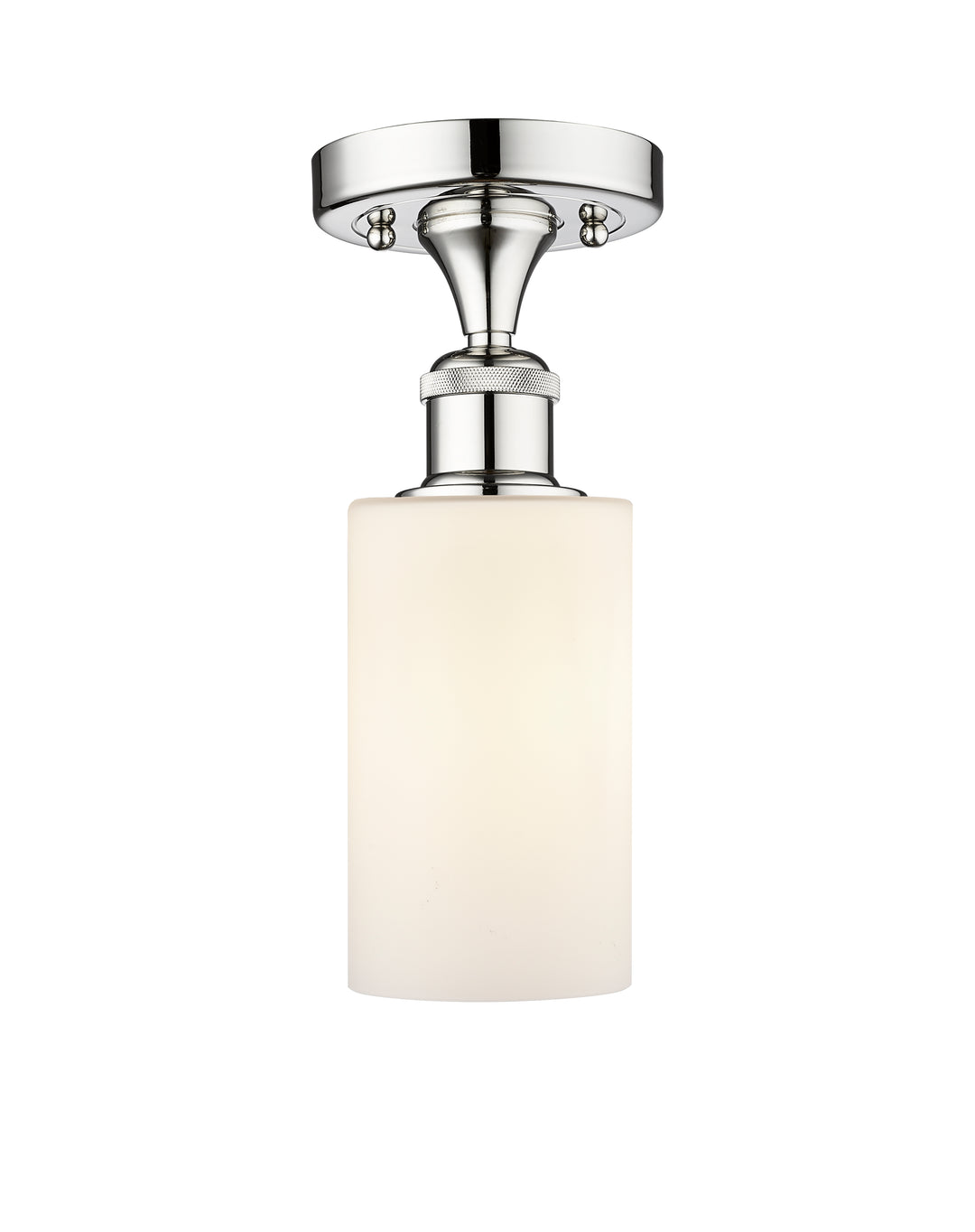 Innovations Lighting Clymer 4" Semi-Flush Mount - Polished Chrome Ceiling Semi Flush Mounts Innovations Lighting Matte White ; Glass Type: White  