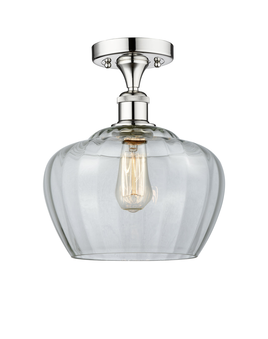 Innovations Lighting Fenton 11" Semi-Flush Mount - Polished Chrome Ceiling Semi Flush Mounts Innovations Lighting Clear ; Glass Type: Transparent; Ribbed  