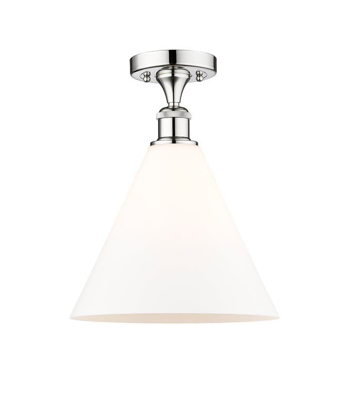 Innovations Lighting Berkshire Glass 12" Semi-Flush Mount - Polished Chrome Ceiling Semi Flush Mounts Innovations Lighting Matte White ; Glass Type: White  