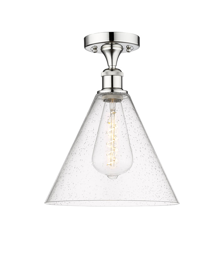 Innovations Lighting Berkshire Glass 12" Semi-Flush Mount - Polished Chrome Ceiling Semi Flush Mounts Innovations Lighting Seedy ; Glass Type: Seeded  