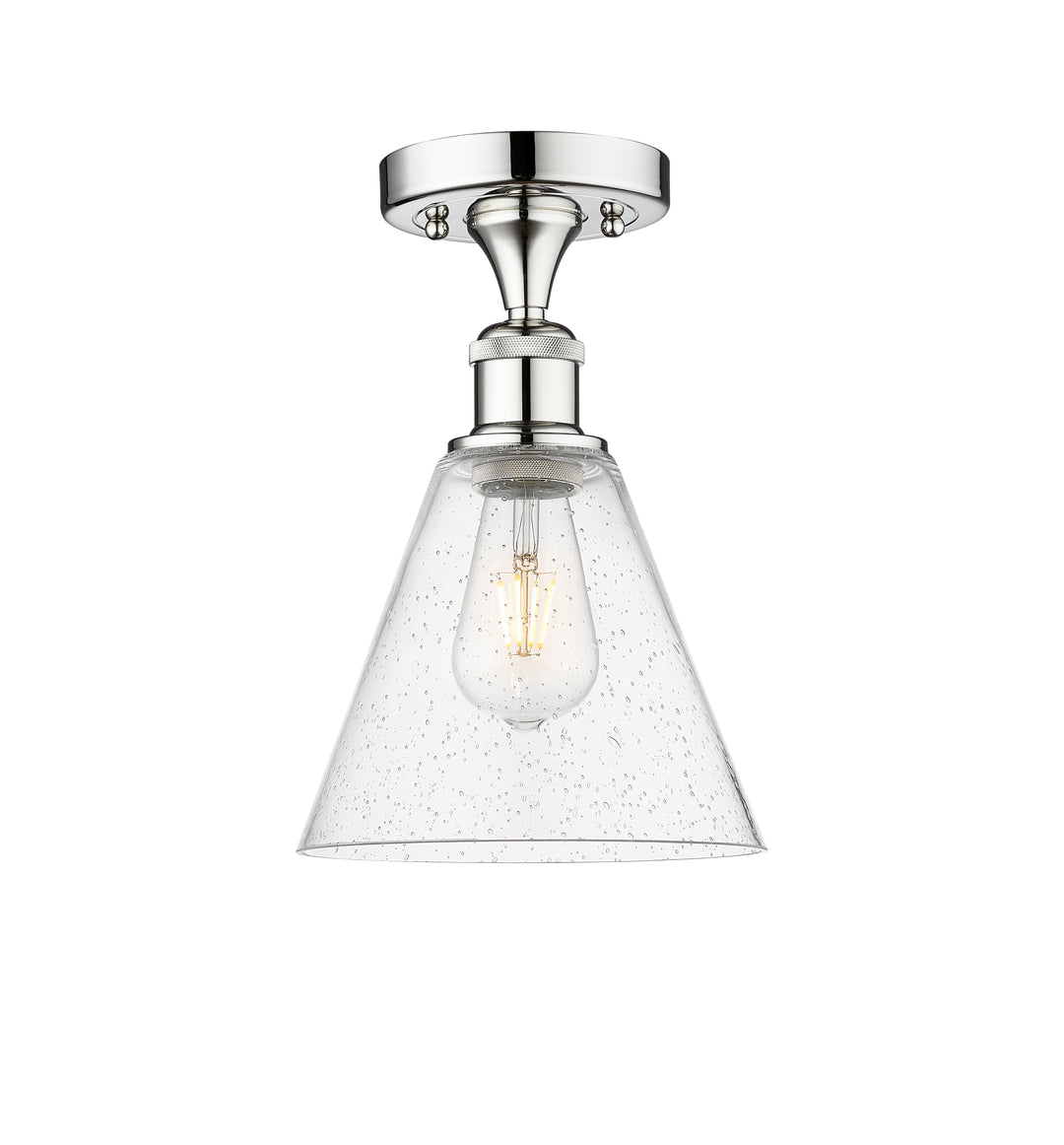 Innovations Lighting Berkshire Glass 8" Semi-Flush Mount - Polished Chrome Ceiling Semi Flush Mounts Innovations Lighting Seedy ; Glass Type: Seeded  