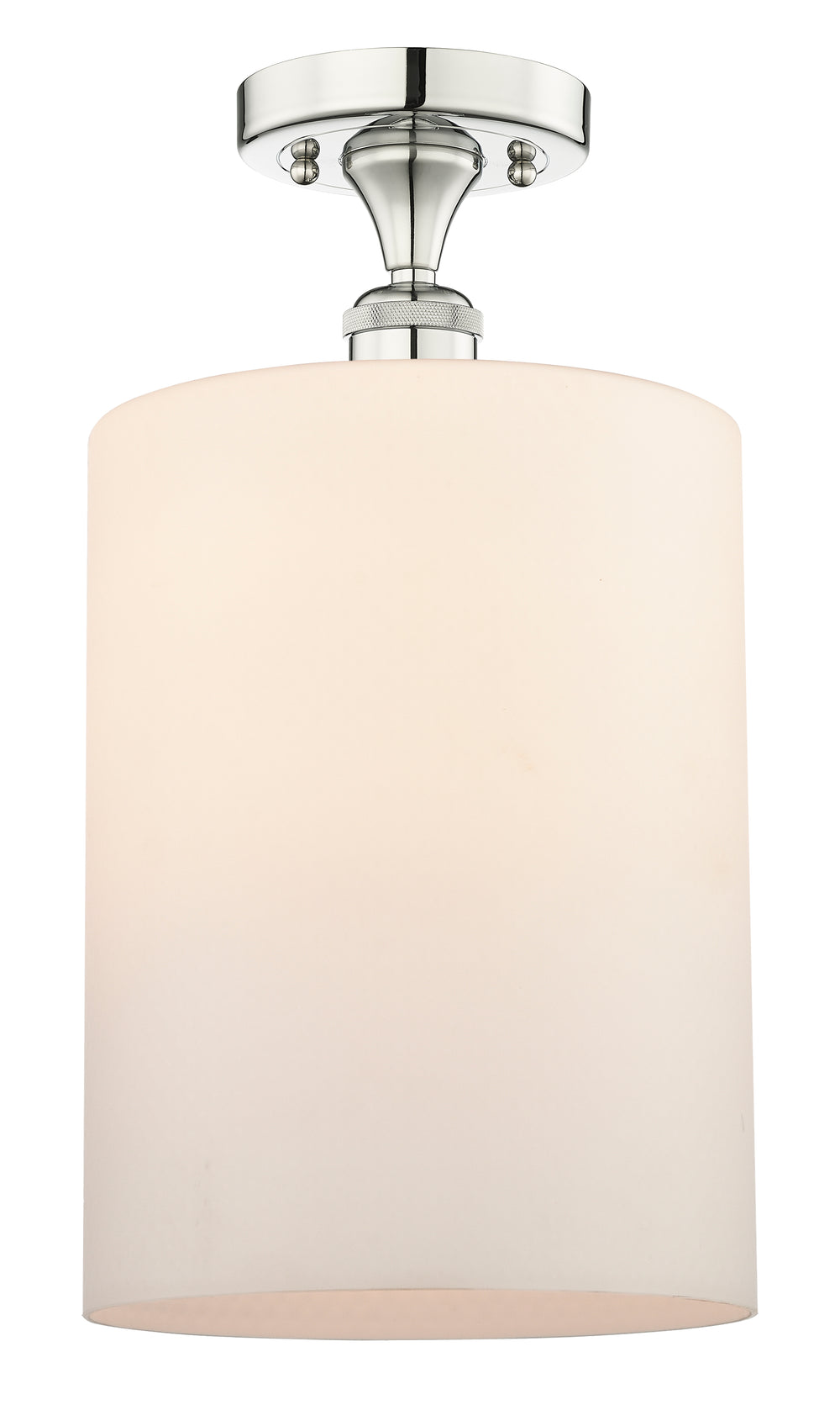 Innovations Lighting Cobbleskill 9" Semi-Flush Mount - Polished Nickel Ceiling Semi Flush Mounts Innovations Lighting Matte White ; Glass Type: White; Water  